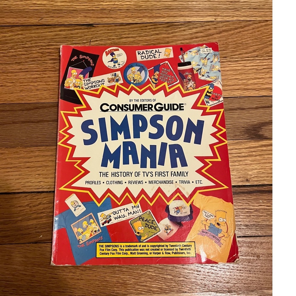 Simpson Mania The History of TVs First Family Consumer Guide Book 1990 Vintage